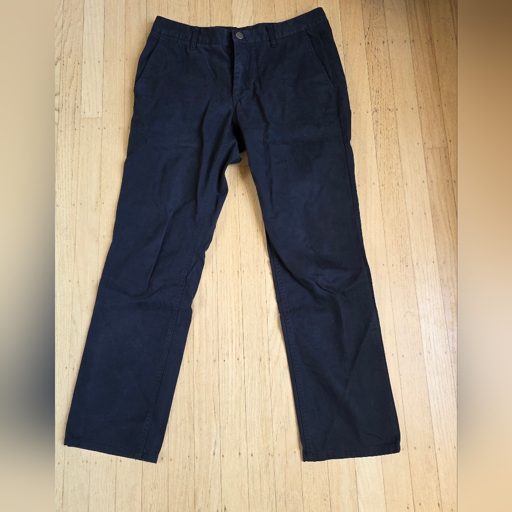 Bonobos Slum Straight Black Pants with Snap & Zip Closure Size 32/30